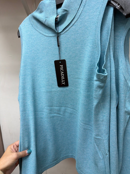 Picadilly Stone Blue Turtle Neck Tank