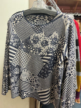 Trisha Tyler reversible denim & ivory l/s top