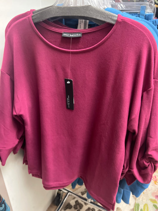 Nally & Millie wine crew neck top