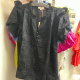 Entro black eyelet ruffle sleeve top