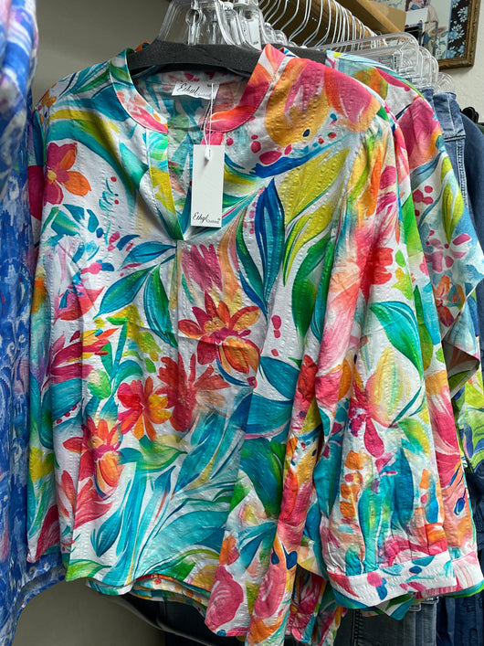 Ethyl floral 3/4 sleeve top
