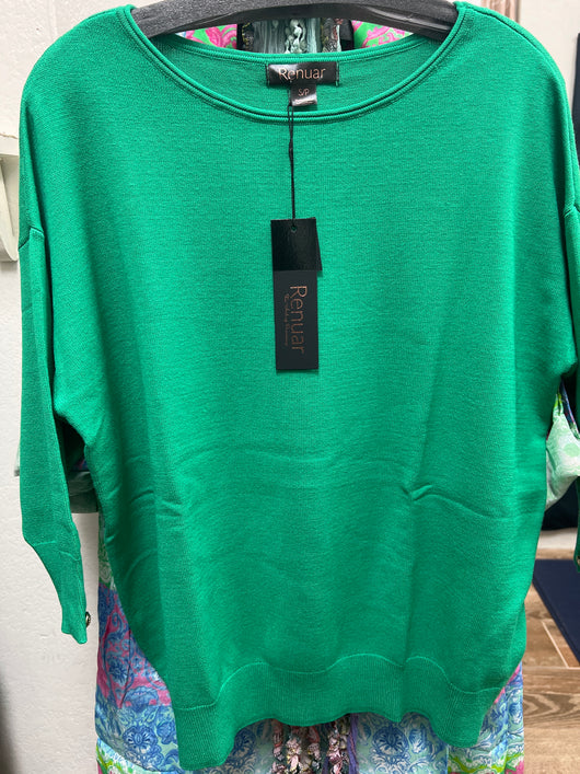 Renuar 3/4 sleeve sweater jade green