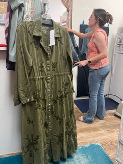 Caite & Kyla green maxi dress with slip