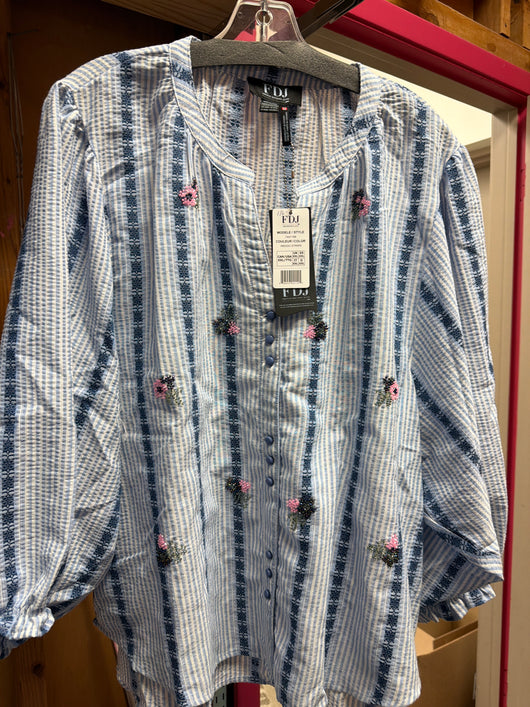 FDJ beaded indigo stripe top