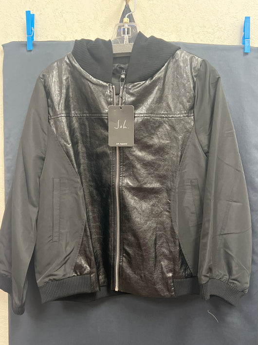 JOH mixed media hooded black jacket