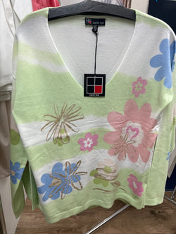 Carre Noir green white flowers sweater
