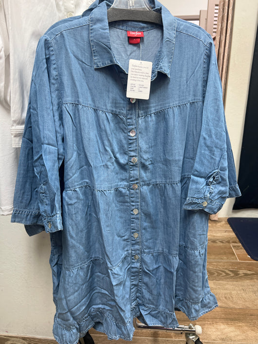 Toofan chambray tiered button up dress