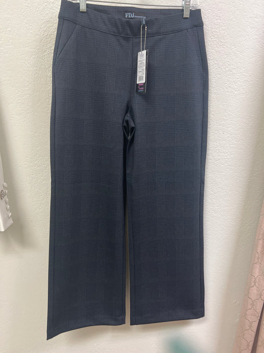 FDJ navy check plaid wide leg ponte knit pants