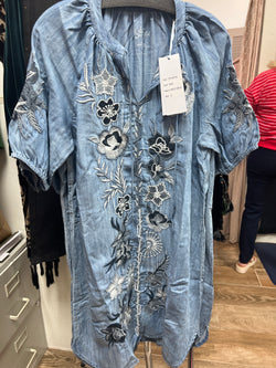 Caite chambray embroidered Harley dress