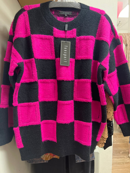 FunSport black & pink checkered sweater