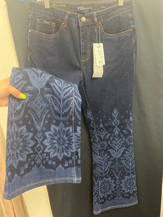 FDJ dark wash Olivia flare leg print jeans