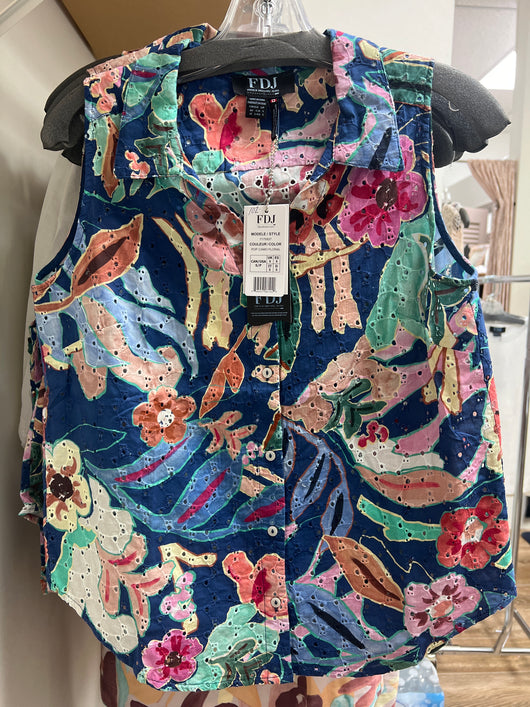 FDJ pop camo floral eyelet tank