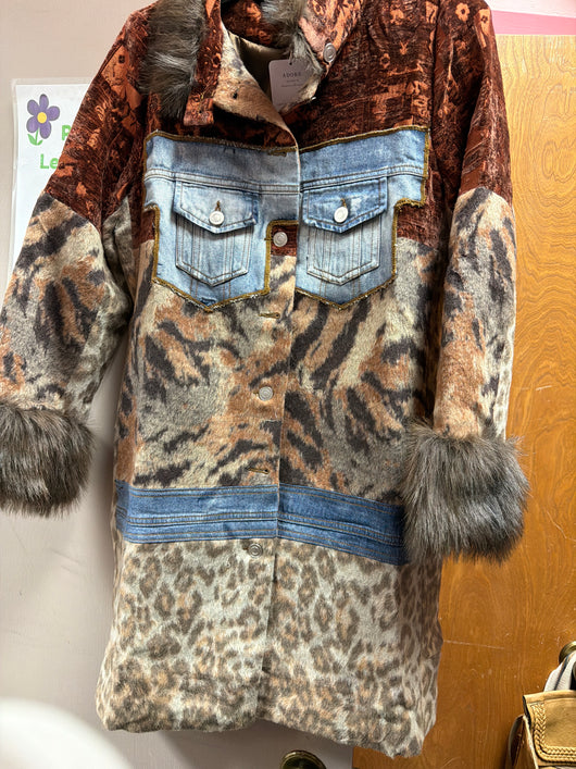 Adore brown multi patchwork jacket
