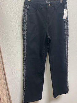 AZI black wide leg rhinestone jeans