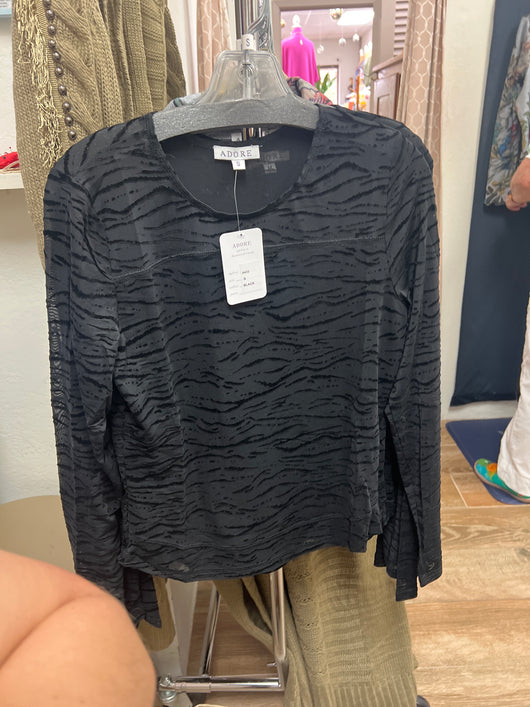 Adore black burnout velvet mesh top