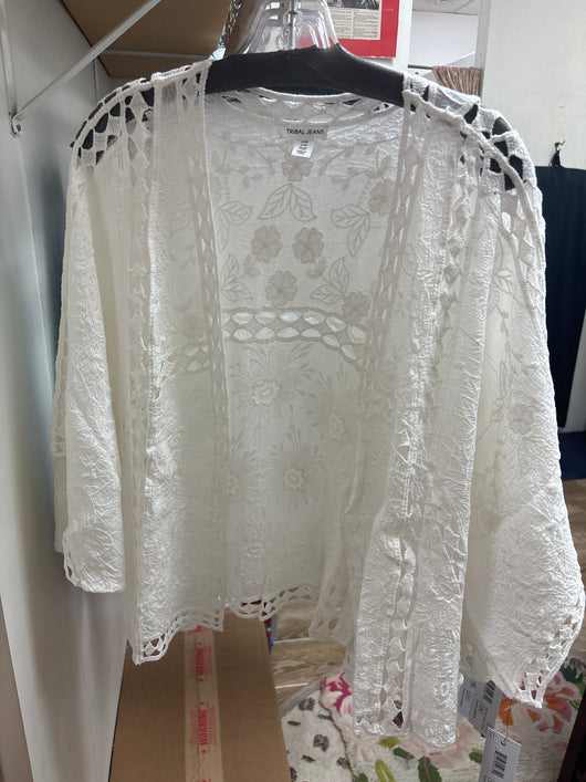 Tribal White Crochet Cardi