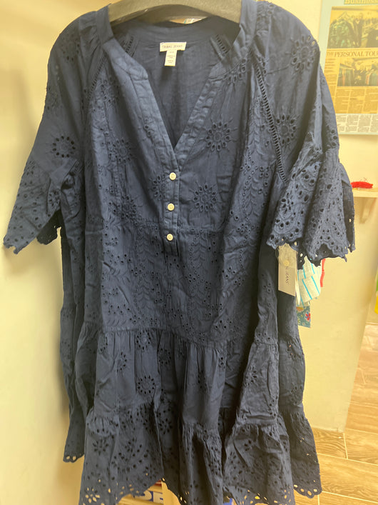 Tribal nautical navy eyelet dress