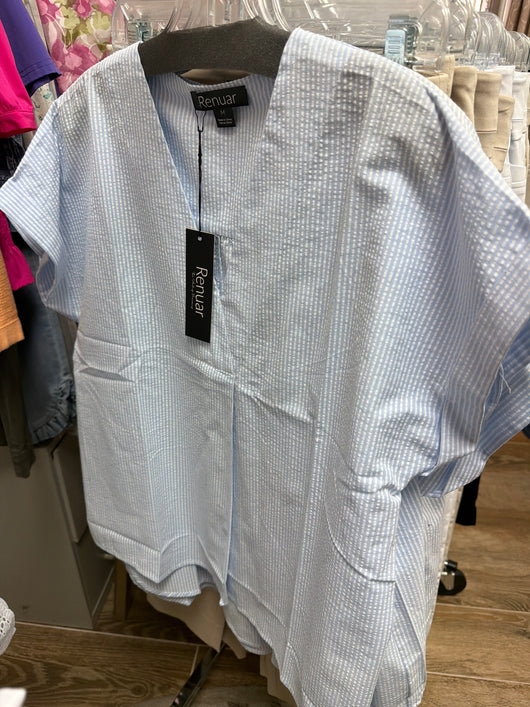 Renaur blue stripe seersucker top