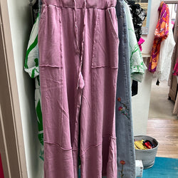 Easel mauve pink patchwork wide leg pants