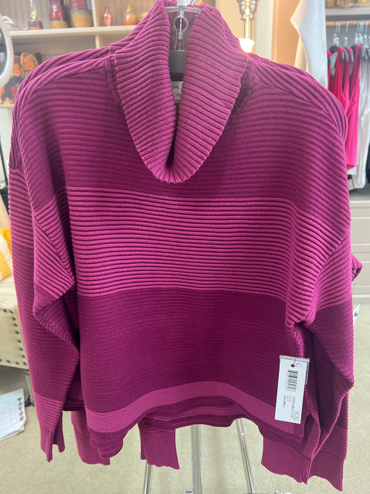 Tribal plum wine ribbed turtle neck