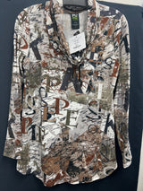 PURE cowl neck brown gray tunic