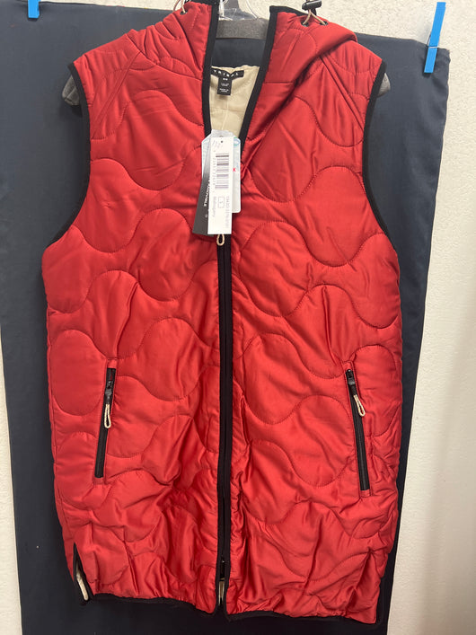 Tribal mahogany long quilted puffer vest