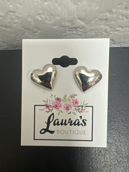 Silver heart earrings