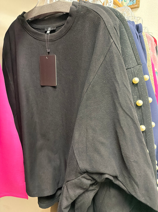 Joh black cotton dolman sleeve top