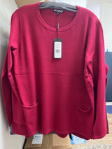 Picadilly crew neck pockets sweater sangria red