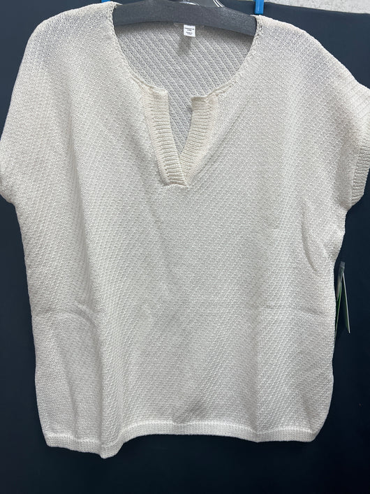 Tribal cap sleeve v neck sweater cocomilk white