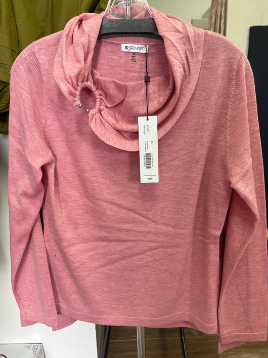 Spanner flamingo pink ring shawl collar sweater
