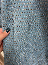 Boho chic light blue metallic long blazer