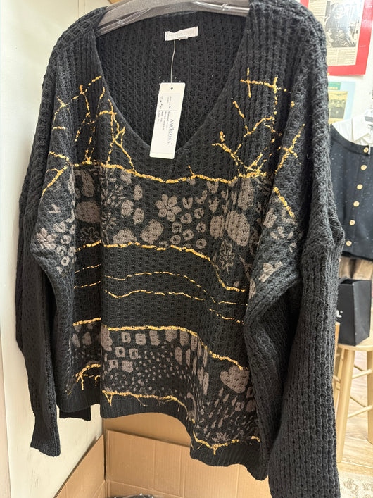 Amorosa Black Gold Sweater