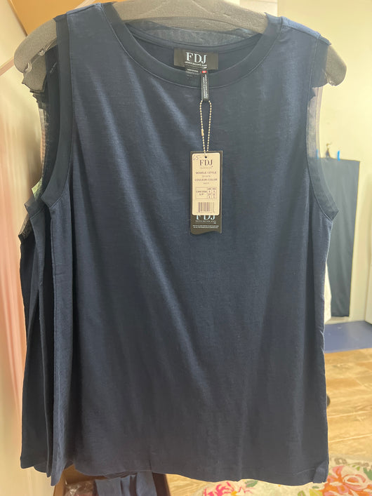 FDJ boat neck cami w/ sheer trim navy