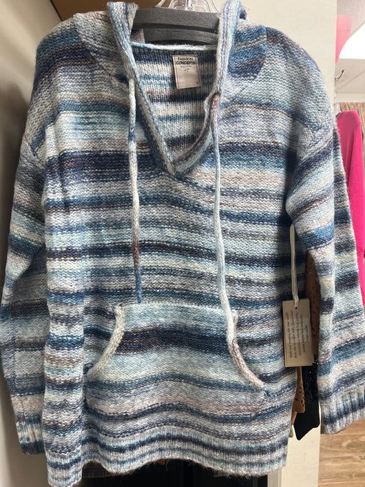 Fashion concepts blue stripe hoodie sweater