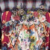 Aratta floral plaid sequin blouse