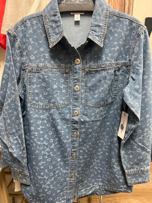Tribal flowers print “sailboat” denim shacket