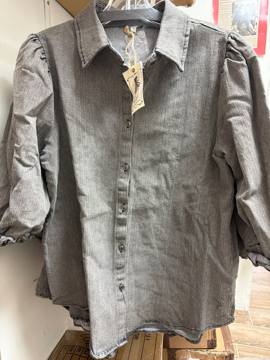Easel Blk Denim Top