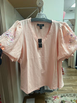 AZI puff sleeve sequins top dusty pink