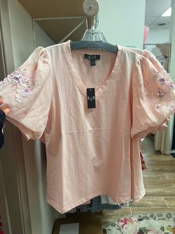 AZI puff sleeve sequins top dusty pink