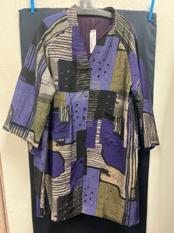 3 Potato purple black multi tunic jacket