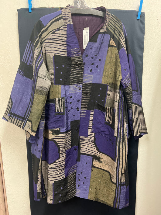 3 Potato purple black multi tunic jacket