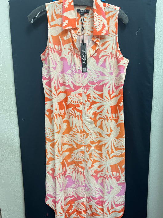 Charlie B orange multi tropical sleeveless dress
