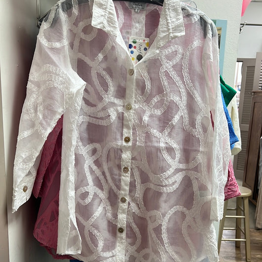 Toofan white button up sheer shirt
