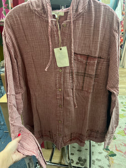 Easel mauve hooded shacket