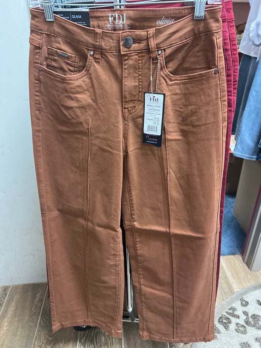 FDJ Olivia wide leg pintuck jeans bronze