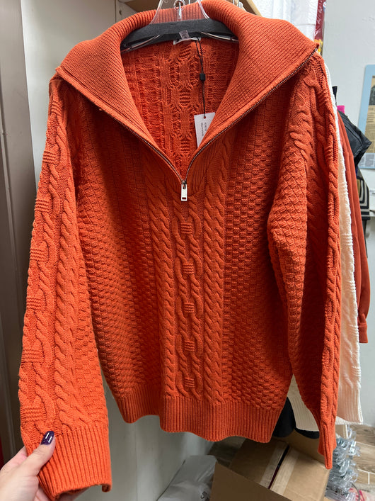 Spanner zip pullover sweater marmalade