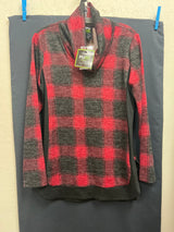 PURE red black plaid cowl neck tunic