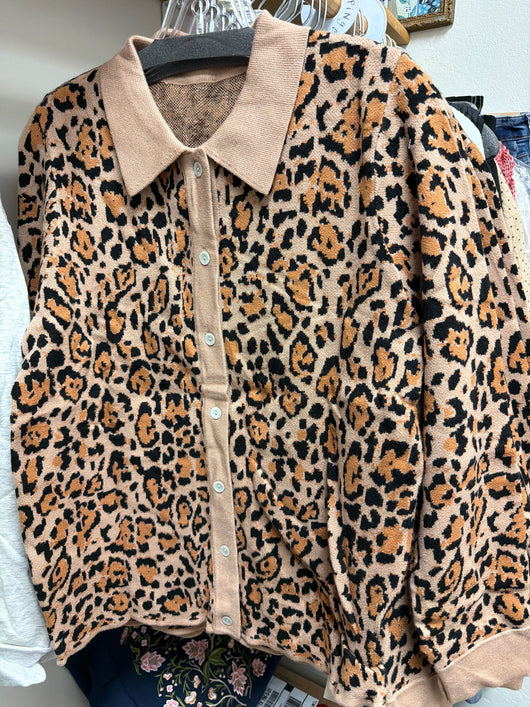 Little Daisy leopard knit cardigan