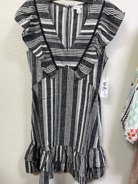 Tribal black stripe ruffle dress